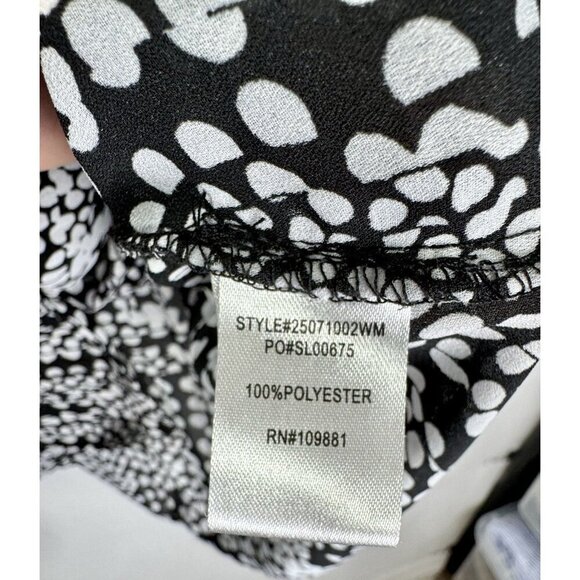 Sunny Leigh Tegan Dot Hilo Top Women’s 1X Black White Pleated 3/4 Sleeve Button - Picture 7 of 11